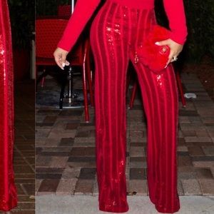 Red Sequin Pants